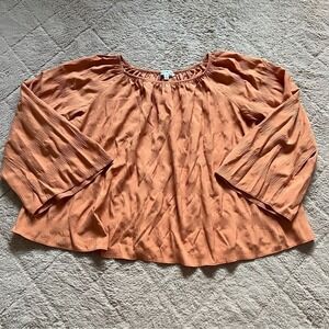 Elizabeth & James Burnt Orange Blouse Boho Preppy Lagenlook Cottage‎ Size M